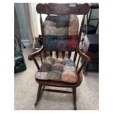 Wood RockIng Chair With Patchwork Cushions