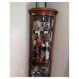 Wood Corner Curio CabInet With Glass Doors and Shelves (contents not included)