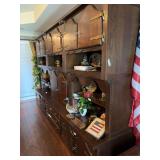 Large Wood Wall Unit Entertainment Center With Storage Cabinets and Shelving