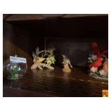 Assorted Porcelain Bird Figurines and Glass Decor