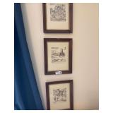 Set of Three Framed Huntsville Alabama Historical PrInts