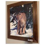Framed MountaIn Lion In Snow PrInt