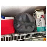 Lot of Camping and Outdoor Equipment Including Cooler, Stove, and Bags