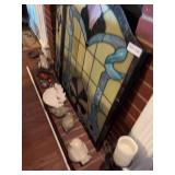 Stained Glass Fireplace Screen With Floral Motif