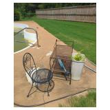 Metal Mesh Outdoor Patio Chair & Cart
