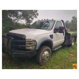 2008 Ford F-450 Super Duty XL V8 Power Stroke Turbo Diesel Flatbed Truck; VIN 1FDXF47R78EA27991
