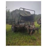 Military Cargo Trailer With Canvas Cover and Side Racks