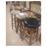 Group of Three Wooden Bar Stools