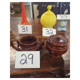(2) Brown Glazed Ceramic Bean Pots