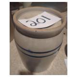 Marshall Pottery 3 Gallon Stoneware Crock with Blue Banding