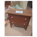 Wooden Two-Drawer Nightstand with White Porcelain Knobs