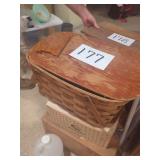 Woven Wood Picnic Basket with Dual Lids and Swing Handles