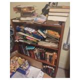 Bookcase with Assorted Books and Games Lot
