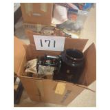 Box Lot with Ceramic Vase and Decorative Stand