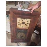 Wooden Wall Clock with Painted Glass Lower Door Panel