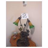 Cherub Table Lamp With Glass Shades