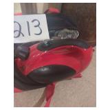 Red and Black Handheld Steamer with Carrying Bag