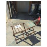 Pair of Wood Folding Camp Stools