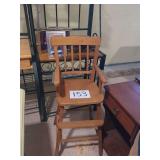 Wood High Chair With Spindle Back