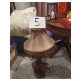 Elephant Table Lamp With Fringed Shade