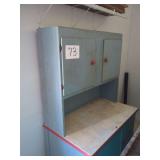Vintage Kitchen Cabinet With Hutch and Countertop