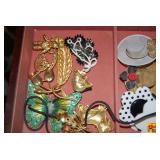 Assorted Costume Jewelry Brooches and Hat Pins