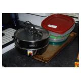 Kitchen Lot Including Familie Slo-Cooker and Plastic Food Storage Containers