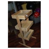 Wooden Three-Tier Display Shelf with Tray Shelves