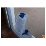 Clear Plastic Storage Totes with Blue Lids
