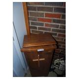 Wooden Kneeler with Cross Accent and Storage Compartment