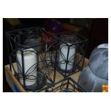 Metal Candle Holders and Owl Figurine Set