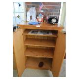 Wooden Storage Cabinet with Double Doors and Shelves