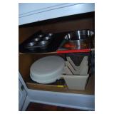 Kitchen Bakeware and Storage Lot featuring Pampered Chef Stoneware Bar Pan