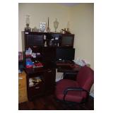 Large Wooden L-Shaped Desk with Hutch