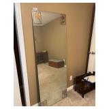 Full Length Decorative Glass Mirror with Floral Accent Corners