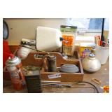 Assorted Workshop Tools and Lubricants Lot with Wooden Caddy