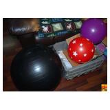 Lot of Exercise Balls, Medical Supplies, and Miscellaneous Items in Crate