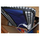 Box Lot of Assorted Picture Frames and Folding Chair