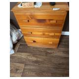 Wooden Three-Drawer Dresser with Rectangular Pull Handles
