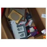 Box Lot with Craft Supplies, Frames, and Desk Organizers
