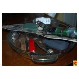 Assorted Pocket Knives, Hunting Knife with Sheath, and Novelty Keychains