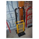 Yellow Metal Hand Truck with Black Frame and Bungee Cord