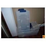 Clear Plastic Storage Totes with Blue Lids