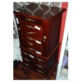 Tall Wooden Jewelry Armoire with Multiple Drawers and Cabriole Legs