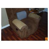 Brown Upholstered Recliner Chair with Decorative Nailhead Trim