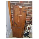 Wooden Kneeler with Cross Accent and Storage Compartment
