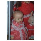 Assorted Dolls in Red and White Dresses Lot of Three