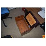 Wooden Storage Footstool with Padded Vinyl Lid and Side Handles