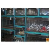 Two Metal Parts Organizers Filled with Hardware, Fasteners, Screws, and Nails