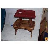 Vintage Padded Foot Stool With Human Feet As Legs & Slotted Foot Stool